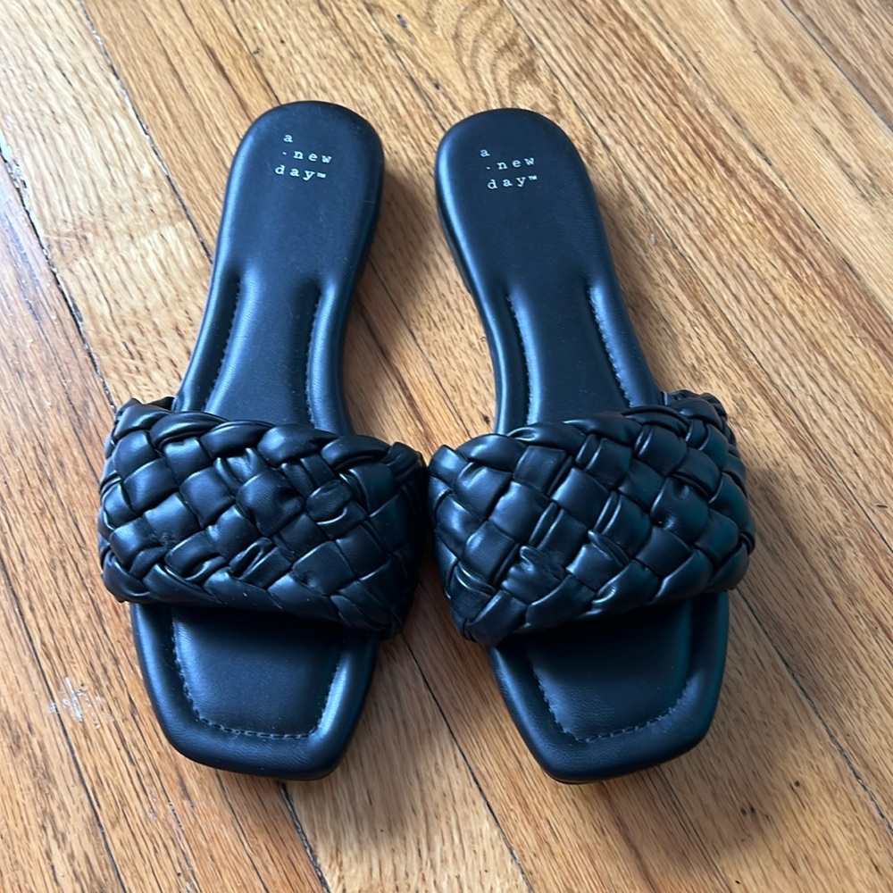 a new day Black Slide Sandals